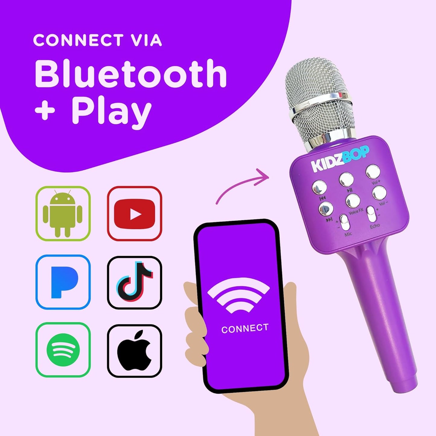 Move2Play, Kidz Bop Karaoke Microphone | The Hit Music Brand for Kids | Toy for Girls & Boys Ages 2, 3, 4, 5, 6, 7, 8+ Years Old | Gift & Birthday Present