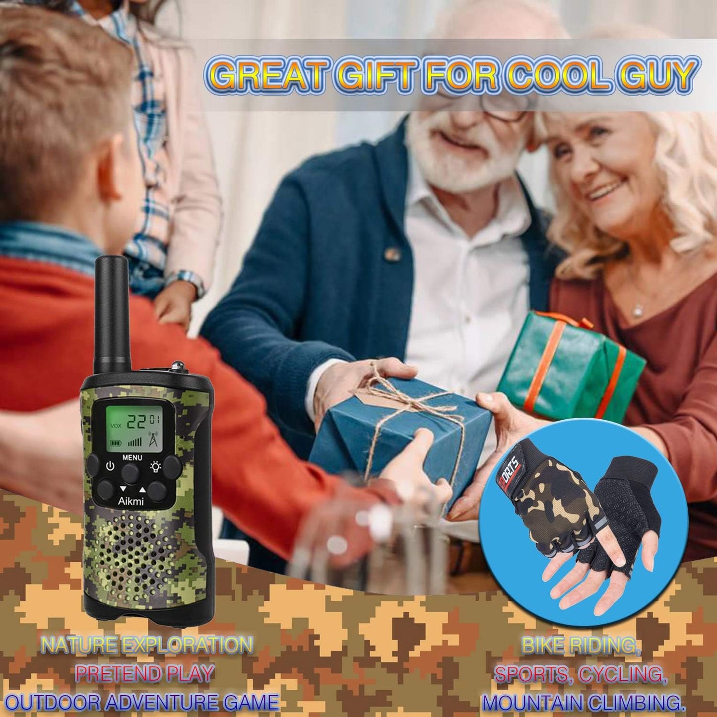 Kids Walkie Talkies Boys Gifts for Kids Aged 5-12 Outdoor Toys 3 Miles Long Range 22 Channel 2 Way Radio fit Adventure Game Hunt Camp Toys 6 7 8 9 Years Old Boys Gifts
