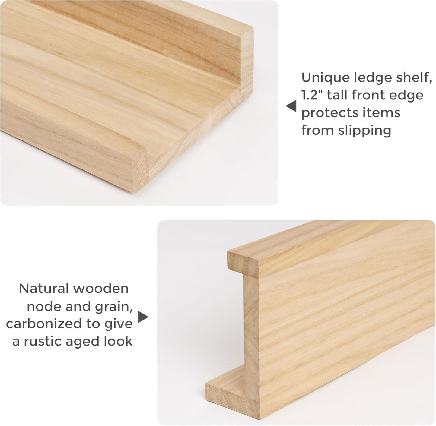 Picture Ledge Shelf, Floating Shelves Set of 2, 55 Inches Long Large Nursery Book Shelves for Toys Storage, Kids Bookshelf Wall Mounted for Living Room Bedroom Decor Books Photo Frames, Natural