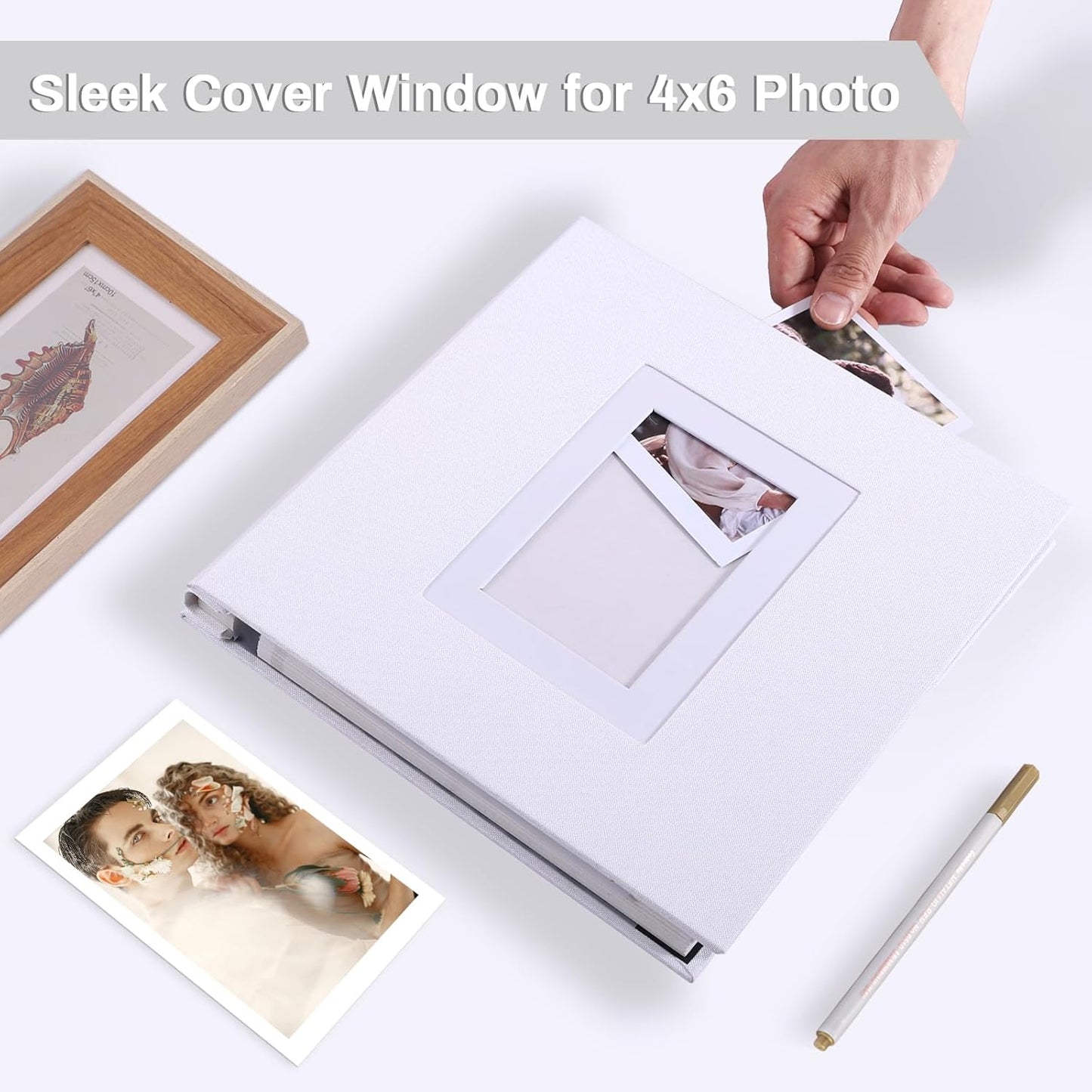 Photo Album Self Adhesive Pages Scrapbook Large Magnetic Photo Albums with Sticky Pages Scrapbooks for Wedding Baby for 4x6 5x7 8x10 Picture Photo Books 11x10.6 White 40 Pages