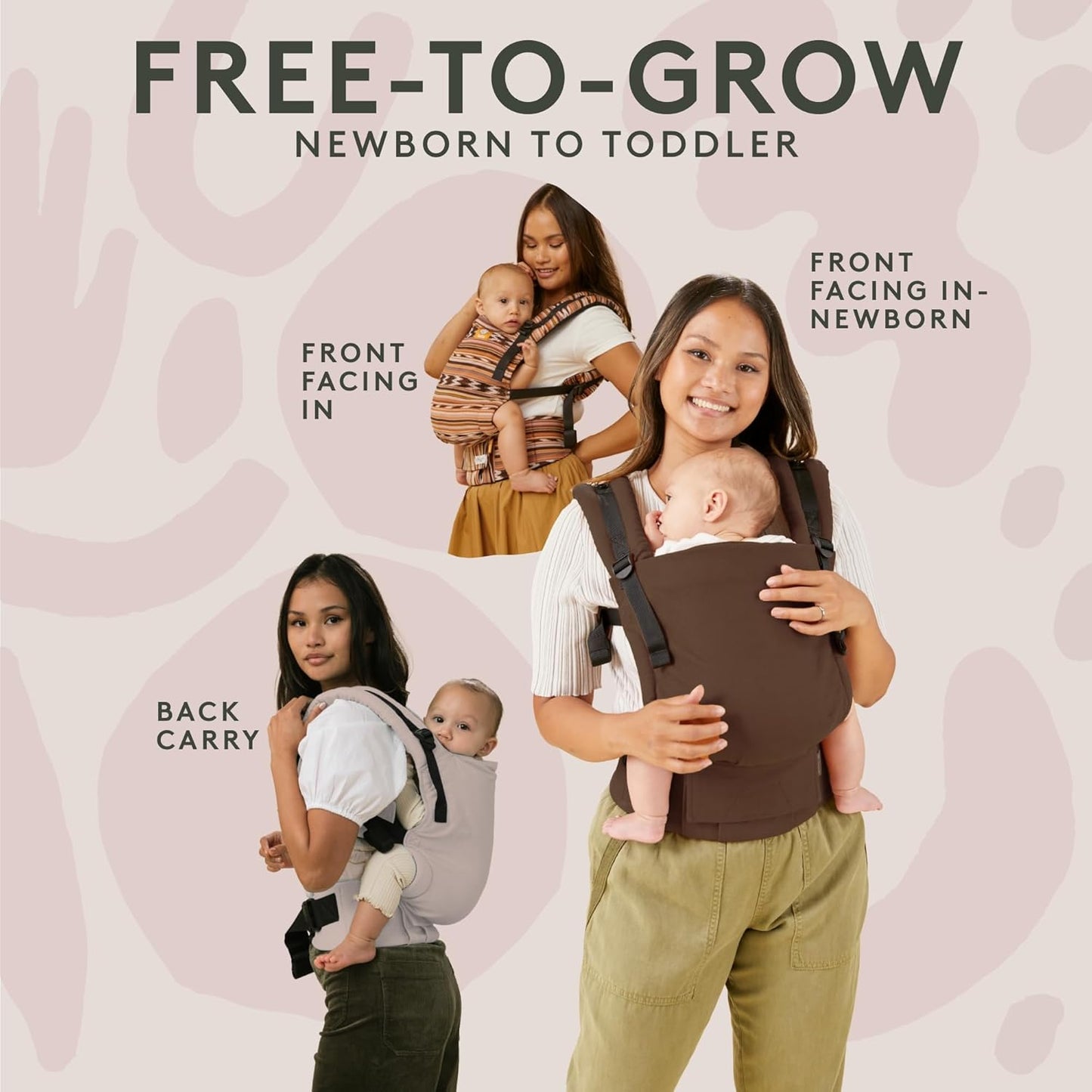 Baby Tula Breathable Mesh Panel Free-to-Grow Baby Carrier - Adjustable, Comfortable, Newborn to Toddler Carrier - Ergonomic Fit for 7lbs to 45lbs - Back & Front Carry Options - Overcast (Gray)