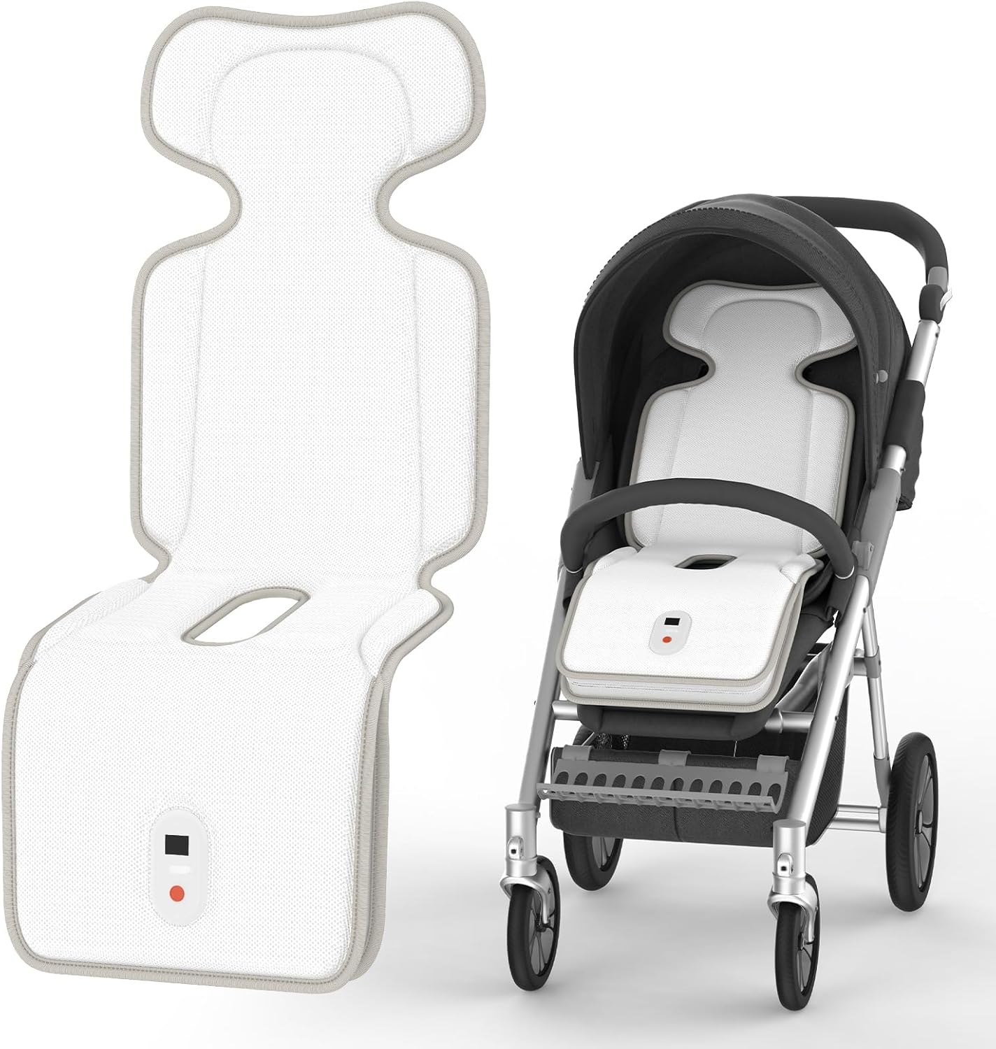 Bella's Friends Baby Stroller Cooling Pad with 2 Built-in Blower Up to 10H MAX 10000 mAh Rechargeable 3 Speed Adjustable Car Seat Liner Cooling Cushion for Toddler Outdoors Summer Baby Essentials