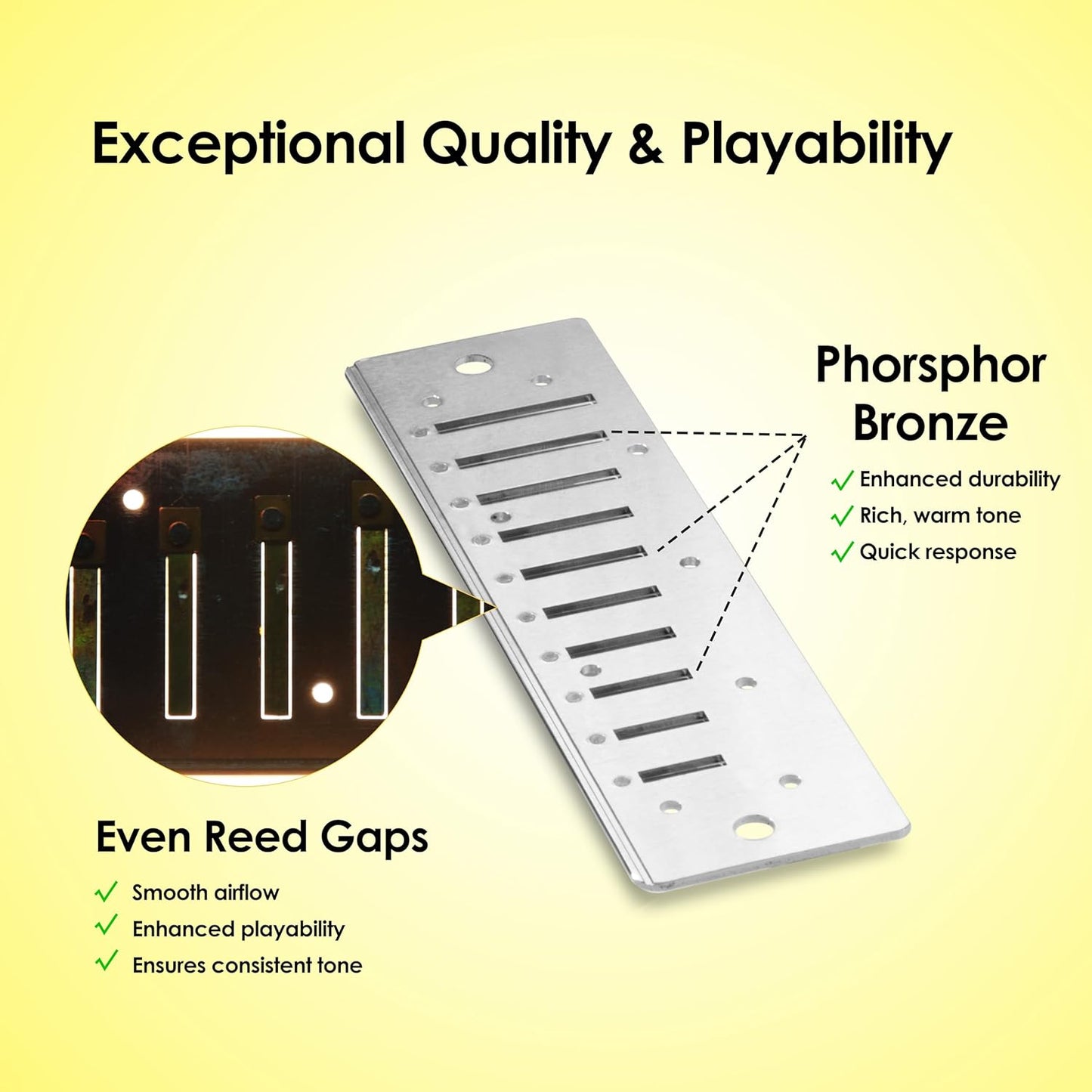 Diatonic Harmonica of A Key,Blues Mouth Organ 10 Holes 20 Tones, Reed of Phosphor Bronze, ABS Combo, Easy-Clean Cover,10 Holes Blues Harp for Adult, Beginner