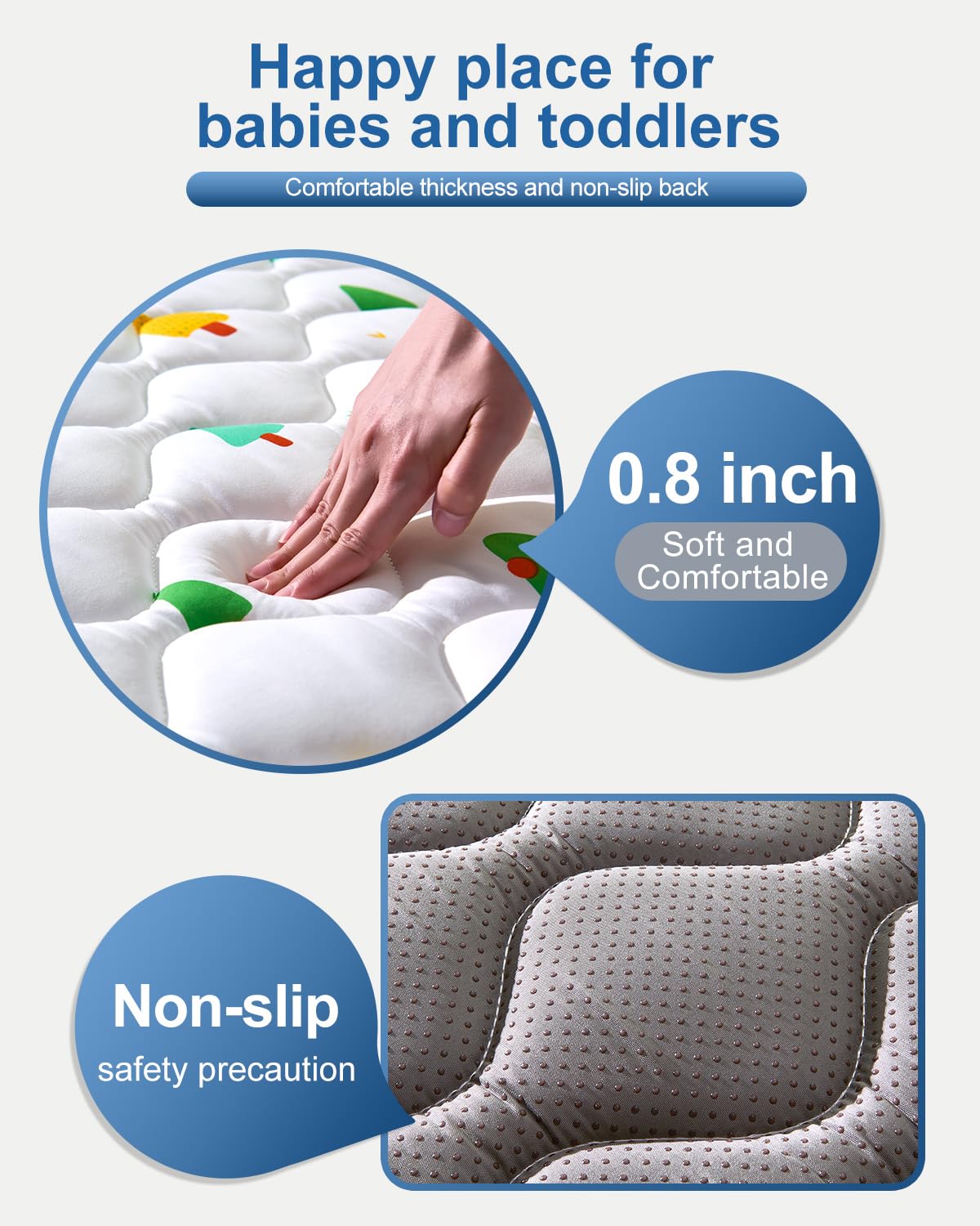 Odorless Premium Foam Baby Play Mat 36" x 36", Soft Microfiber Fabric Crawling Mat for Floor- Comfortable and Hypoallergenic, Non-Slip Cushioned Floor Playpen mat for Infants,Babies,Toddlers