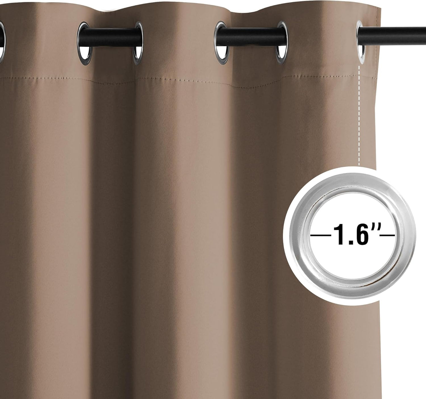 NICETOWN Cappuccino Blackout Curtains for Bedroom 72 inches Long, Thermal Insulated Grommet Curtains for Living Room, Noise Reducing Window Treatment Drapes for Nursery, Laundry, 2 Panels, W52