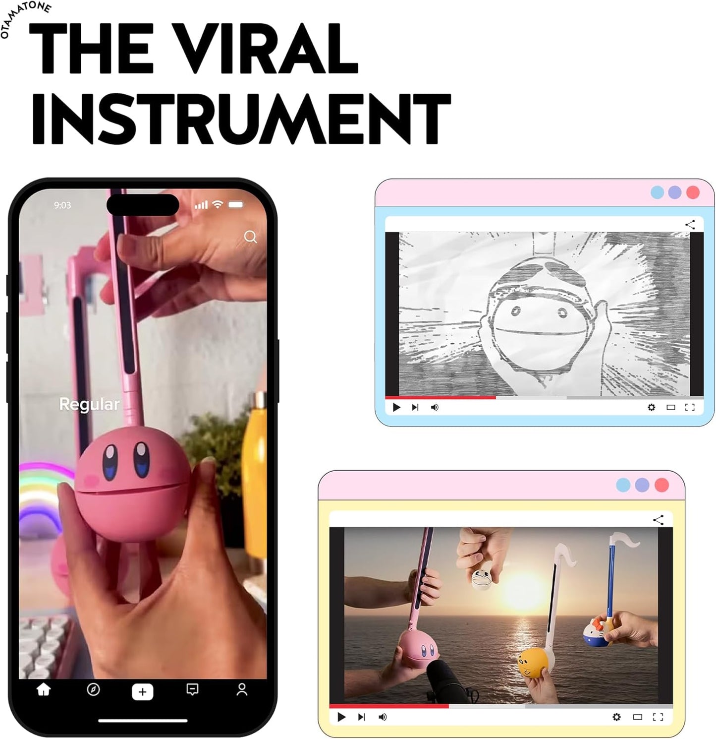 Otamatone Japanese Electronic Musical Instrument Portable Music Synthesizer from Japan by Maywa Denki Studio, Award Winning, Educational Fun Gift for Children, Teens & Adults - Blue