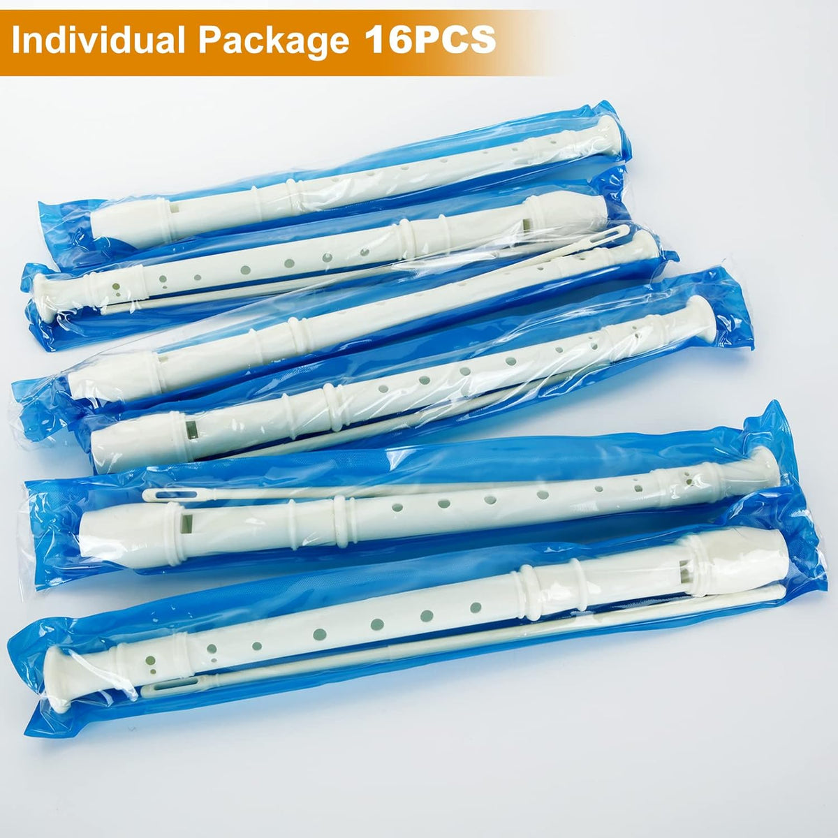 16 Pack 8 Hole Recorder Flute, Plastic Recorders Musical Instruments with Cleaning Rod, Beginner Recorders Soprano Recorder for Music