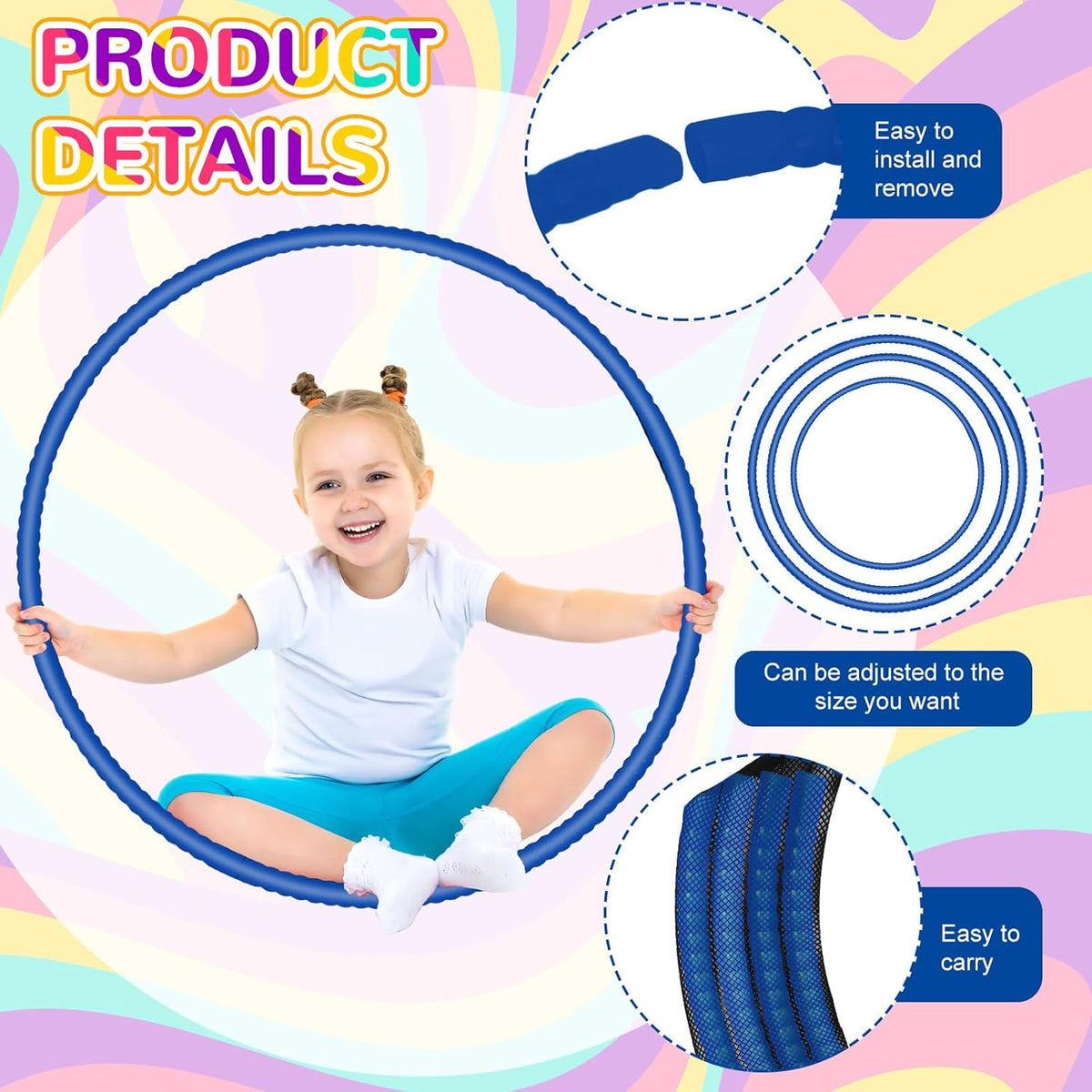 Shappy 6 Pcs Exercise Hoop Detachable Adjustable Plastic Toy Playground Toys Colored Hoop Circles for Teens Games Gymnastics Dog Agility Equipment Party Decor