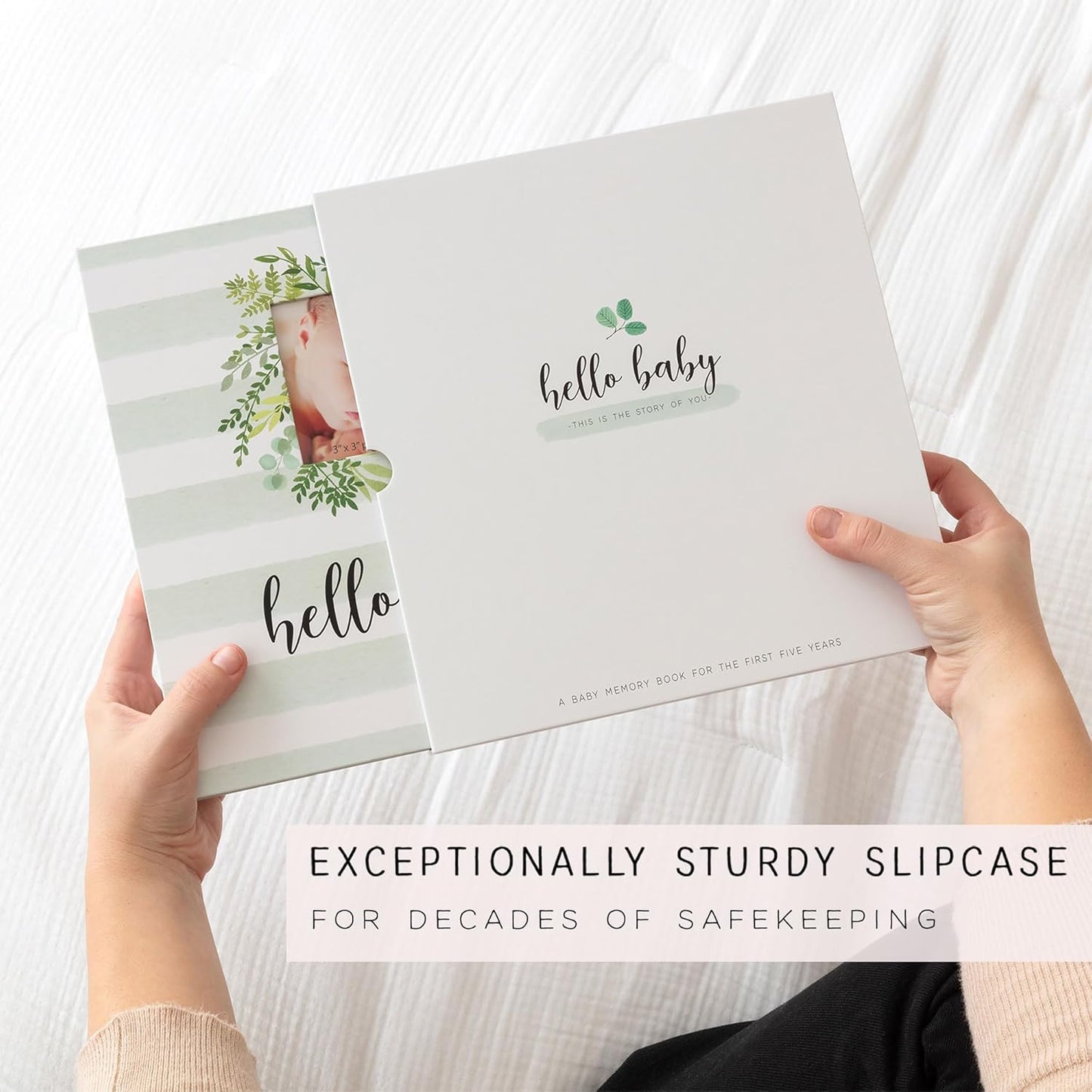 Baby Memory Book First 5 Years - Keepsake Monthly Milestone Journal for Boy or Girl - Pregnancy Gift for Baby Shower - Gender Neutral Record Book with Gift Box - Personalize Cover with Baby Photo