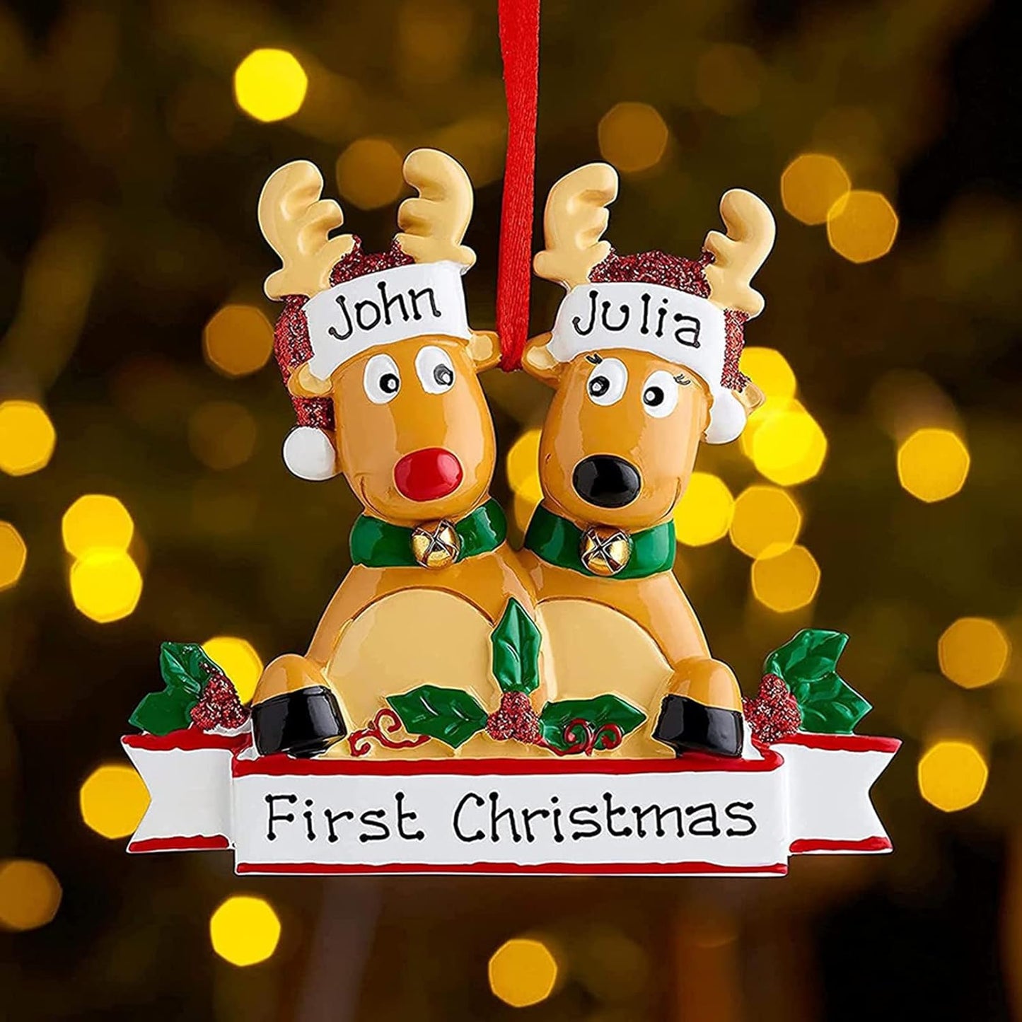 Personalized Christmas Ornaments 2025 Family of 2/3/4/5/6/7/8 Deer Christmas Ornaments Custom Name Customized Gifts for Xmas Tree,Family of 6