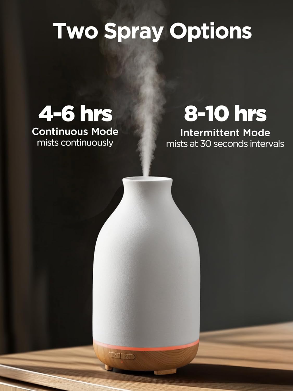 InnoGear Essential Oil Diffuser, 150ml Ceramic Stone Diffuser Handcrafted Aromatherapy Diffusers Ultrasonic Cool Mist Humidifier Vaporizor with 2 Mist Modes Waterless Auto Off for Room Office, White
