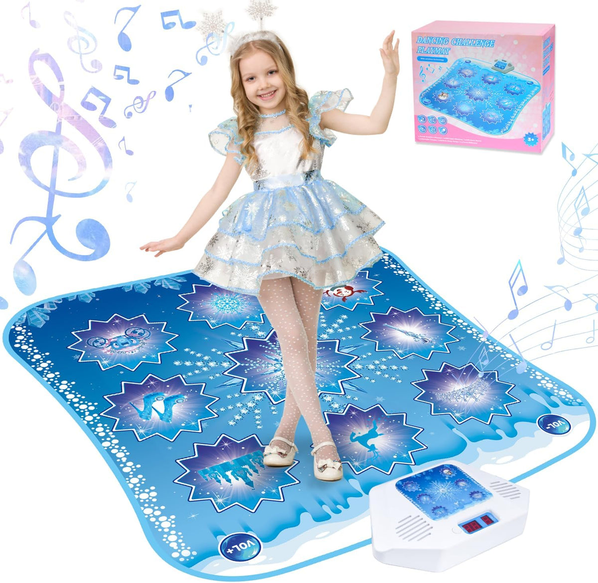Dance Mat Kids Frozen Toys - Electronic Dance Mat for Girls Boys, Kids Dance Mat 5 Game Modes, Built-in Music, Touch Sensitive Light Up LED, Dance Floor Mat, Gifts for 3 4 7 12 Year Old Girls Boys
