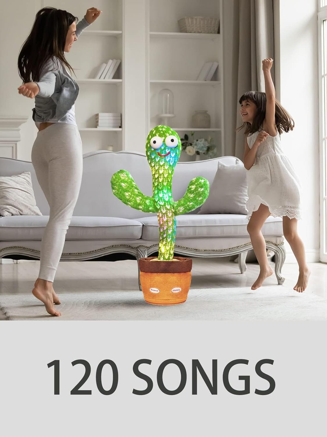Cactus Baby Toy can be Adjusted Volume, Dancing Singing Musical Gift with LED Light. Baby Toy for Kids Talking Smart Toys, Talking Cactus Exquisite Yarn Bag Packaging