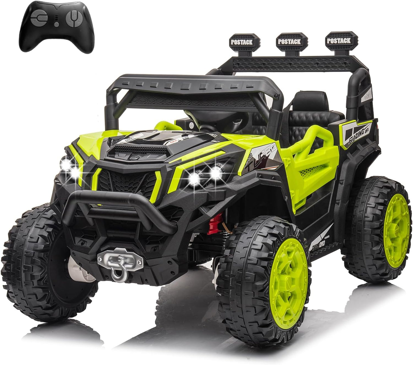24V Battery Powered Electric Car for Big Kids, 24V Riding Cars for Kids Ages 4-8, Children Car with Bluetooth 3 Speeds LED Lights Storage Trunk, Green