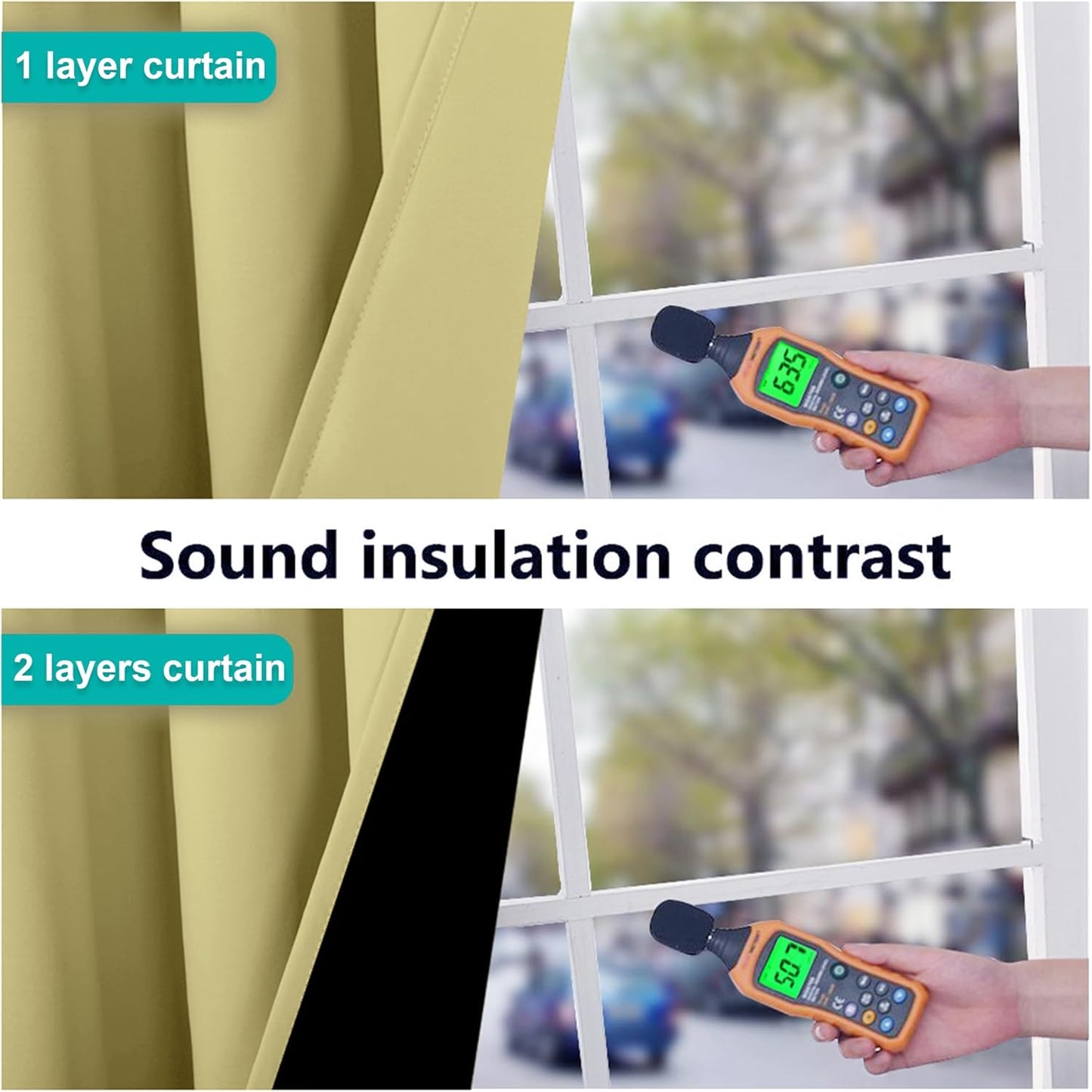 NICETOWN 100% Blackout Curtains with Black Liners, Thermal Insulated Full Blackout 2-Layer Lined Drapes, Noise Cancellation Window Draperies for Dining Room (Paler Yellow, 2 Panels, 55" W by 57" L)