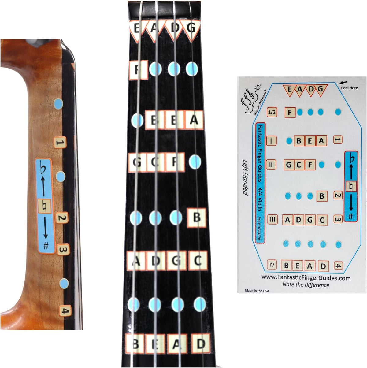 Fantastic Finger Guide for Violins Kids/Adult Beginner | Stringed Musical Instruments | Fingerboard and Fretboard Stickers for Learning All Notes | Play or Fiddle (LH 4/4)