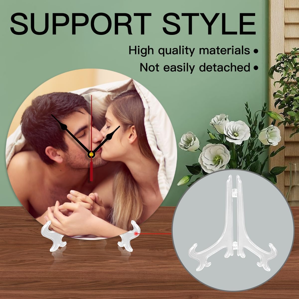 Generic Custom Clocks for Walls Personalized Clocks with Picture That PVC Customized Round Silent Clock for Living Room Wedding Friend Family Lover, 12inch-30cm