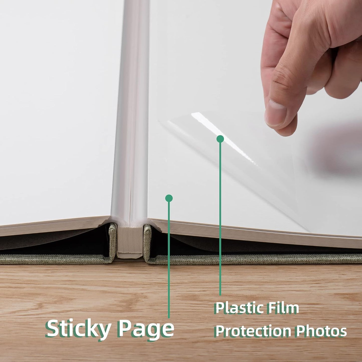 Large Photo Album Self Adhesive Scrapbook Album for 4×6 8×10 Pictures DIY Magnetic Linen Cover Album 60 Pages for Family Wedding Gifts with Metal Pen and Plastic Board