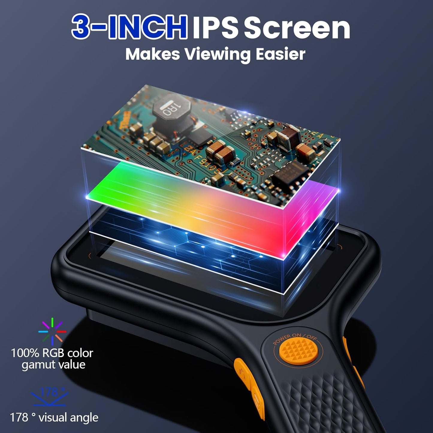 Microscope for Kids Adults - 3 Inch IPS Screen, Ahalfcit Digital Microscope, 500X Handheld Coin Magnifier, 3 Level LED Light, Compatible with Windows, Mac OS (Black)