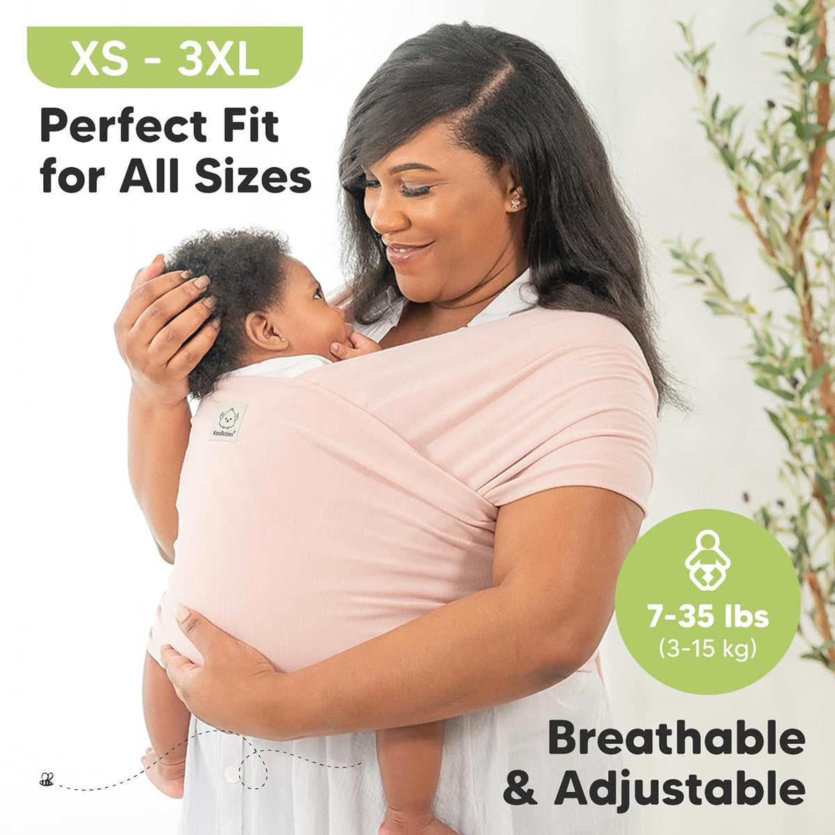 KeaBabies Baby Wrap Carrier - All in 1 Original Baby Carrier Newborn to Toddler Sling, Easy to Wear, Hands Free Bonding, Lightweight, Breathable Infant Wraps (Powder Blue)