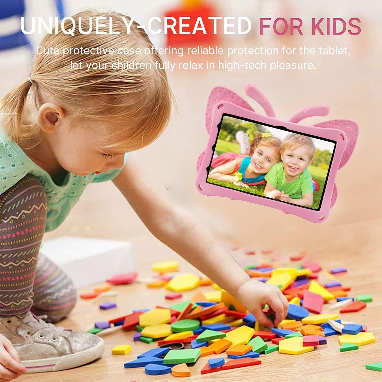 Fire HD 10 Tablet 11th Gen 2021 case Cute Butterfly Case with Stand for Kids Light Weight EVA Rugged Shockproof Heavy Duty Kids Friendly Full Cover for Fire HD 10 11th Gen 2021 (Pink)