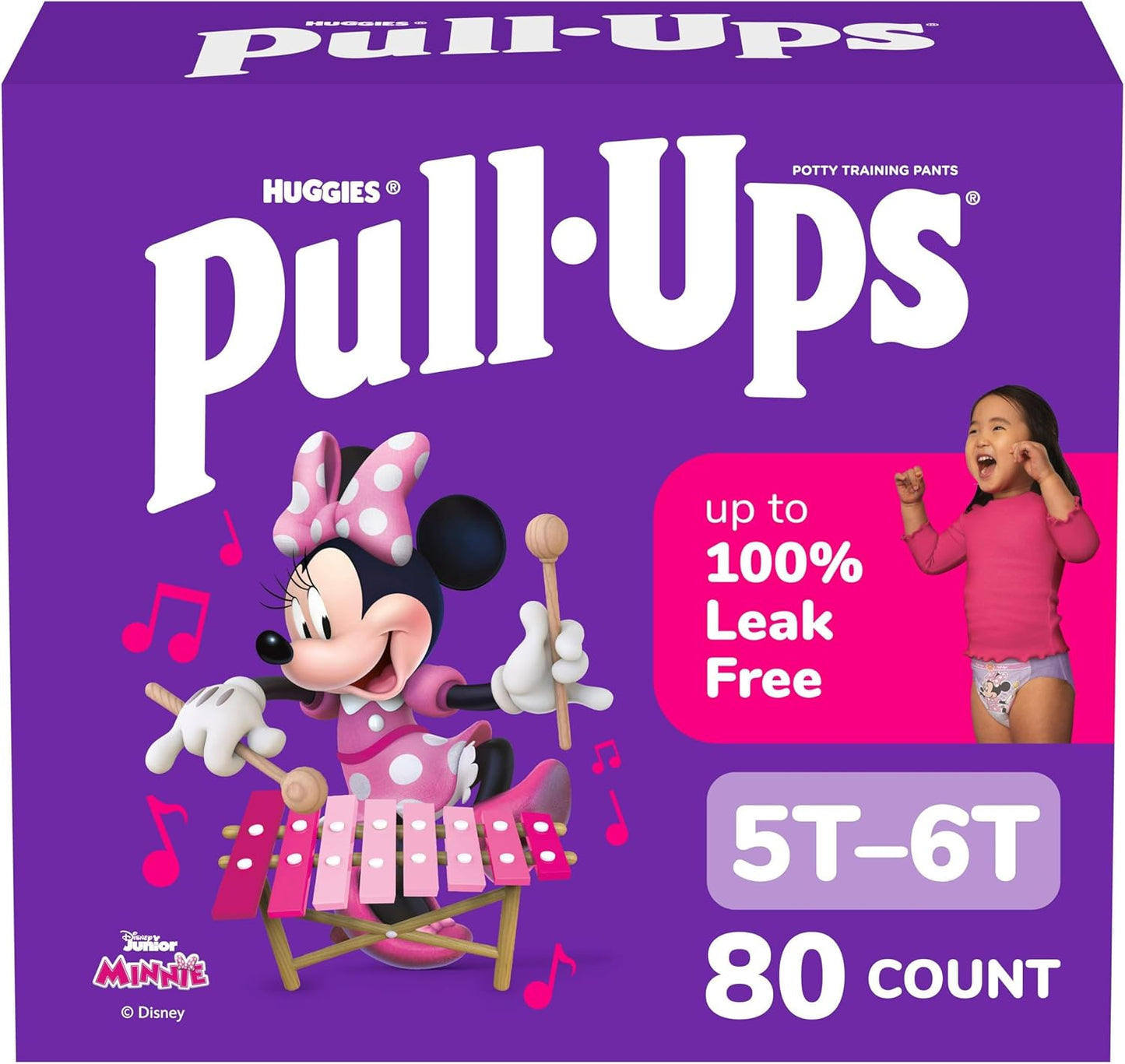 Pull-Ups Girls' Potty Training Pants, Size 5T-6T Training Underwear (46+ lbs), 80 Count (2 Packs of 40)