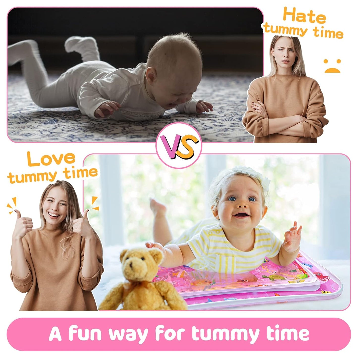 Tummy Time Water Mat for Girl, Baby Girl Toys for 0, 3, 6, 9, 12 Months, Baby Girl Gifts, Develop Sensory Toys Kids' Indoor Climbers & Play Structures