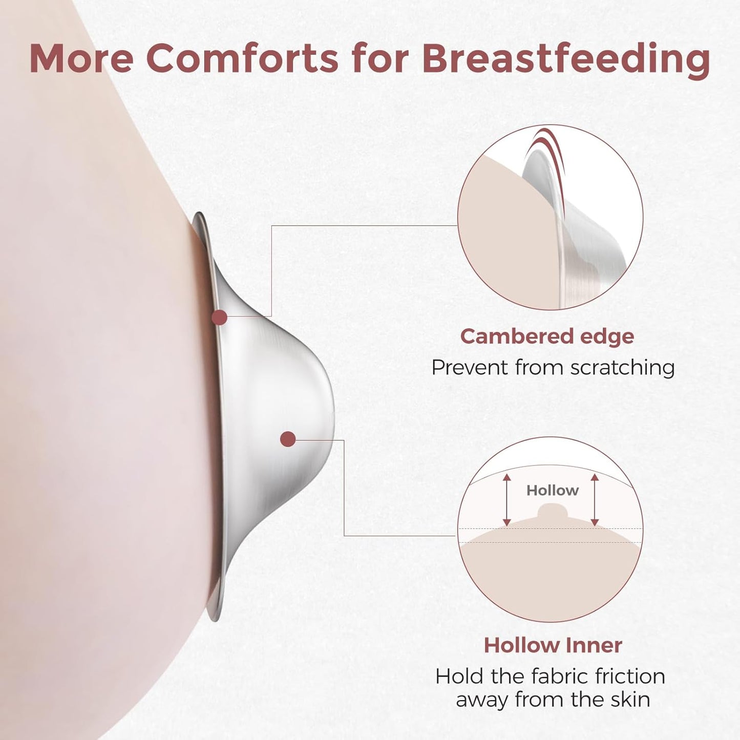Momcozy 999 Silver Nursing Cups, Hole-Free Design, 999 Silver Nipple Shields, Breastfeeding Essentials, Silver Nipple Shields for Breastfeeding Newborns, Metal Nipple Shields, XL Size