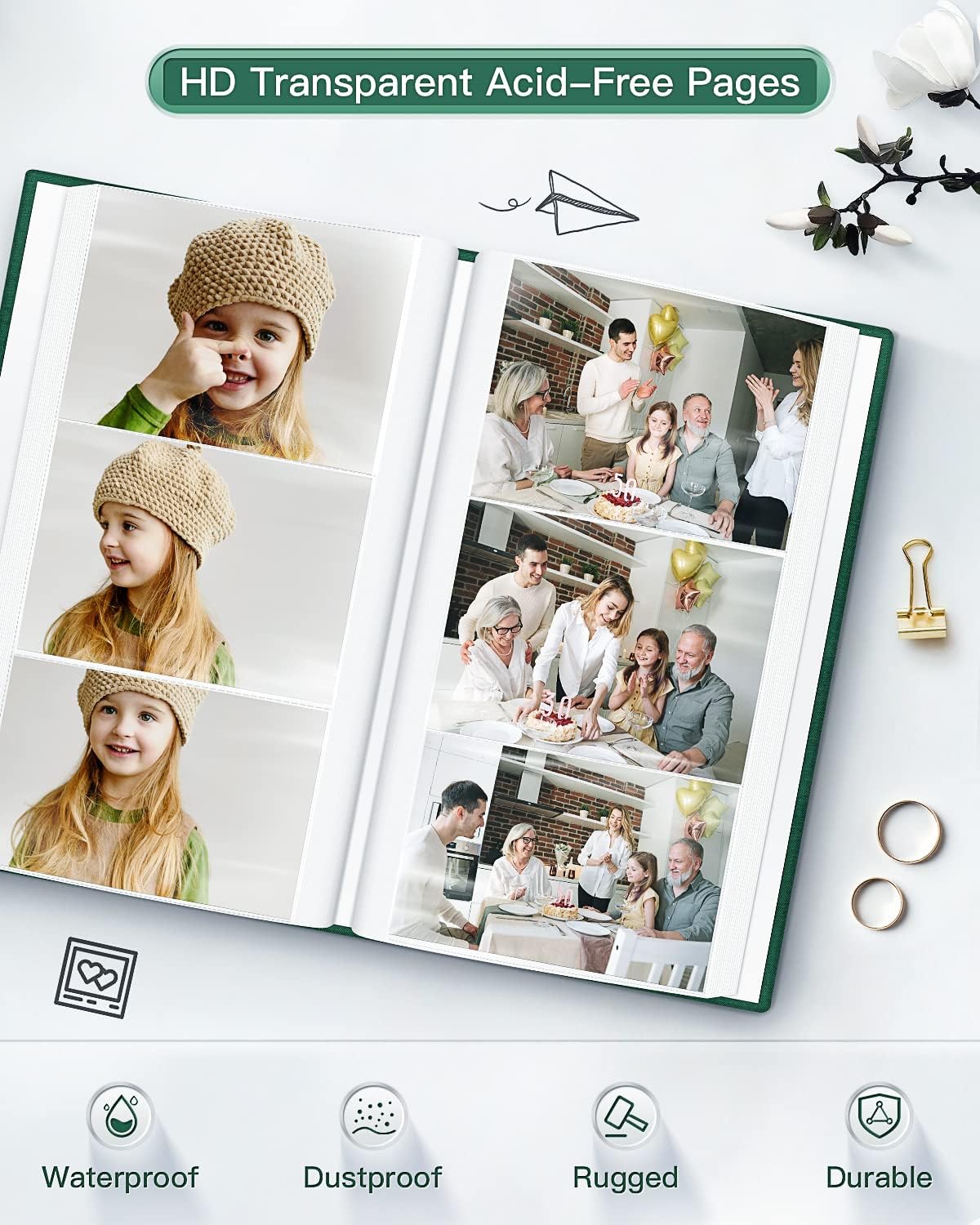 popotop Photo Album 4x6-300 Photos Linen Cover Photo Books with 300 Horizontal Pockets,Slip-in Picture Albums for Family Wedding Anniversary Baby Vacation Pictures