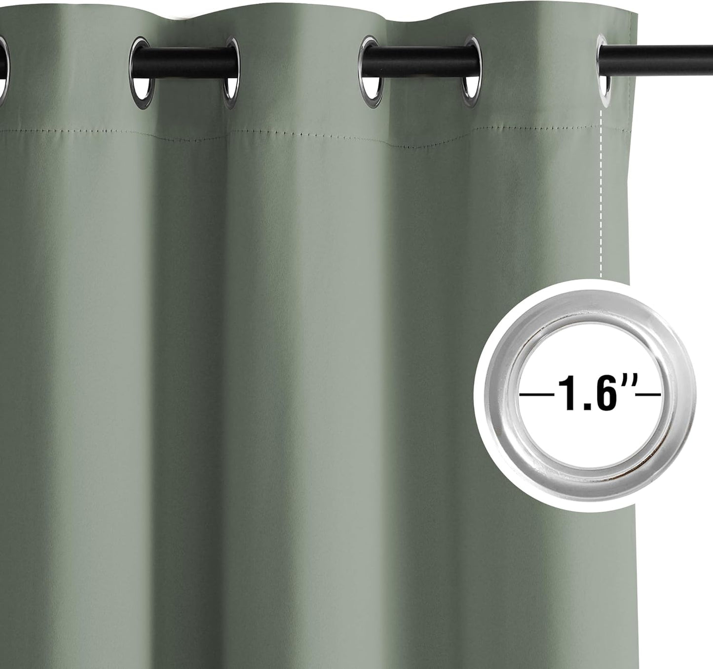 NICETOWN Sage Green Blackout Curtains 72 inch Long, Summer Room Daekening Thermal Insulated Grommet Privacy Energy Saving Shades for Bedroom, Living Room, Laundry, Closet, 2 Panels, W52