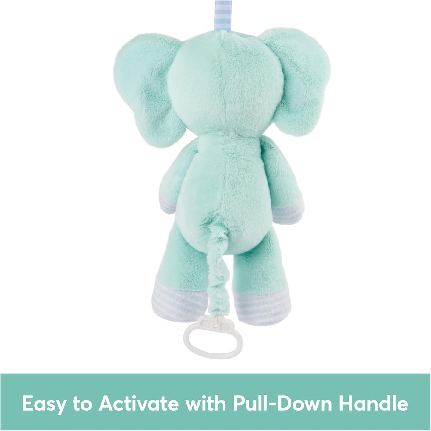 Baby GUND Safari Friends Elephant Pull-Down Musical Plush, Travel Friendly Sensory Toy with Stroller Loop for Ages 0 and Up, Blue, 12”