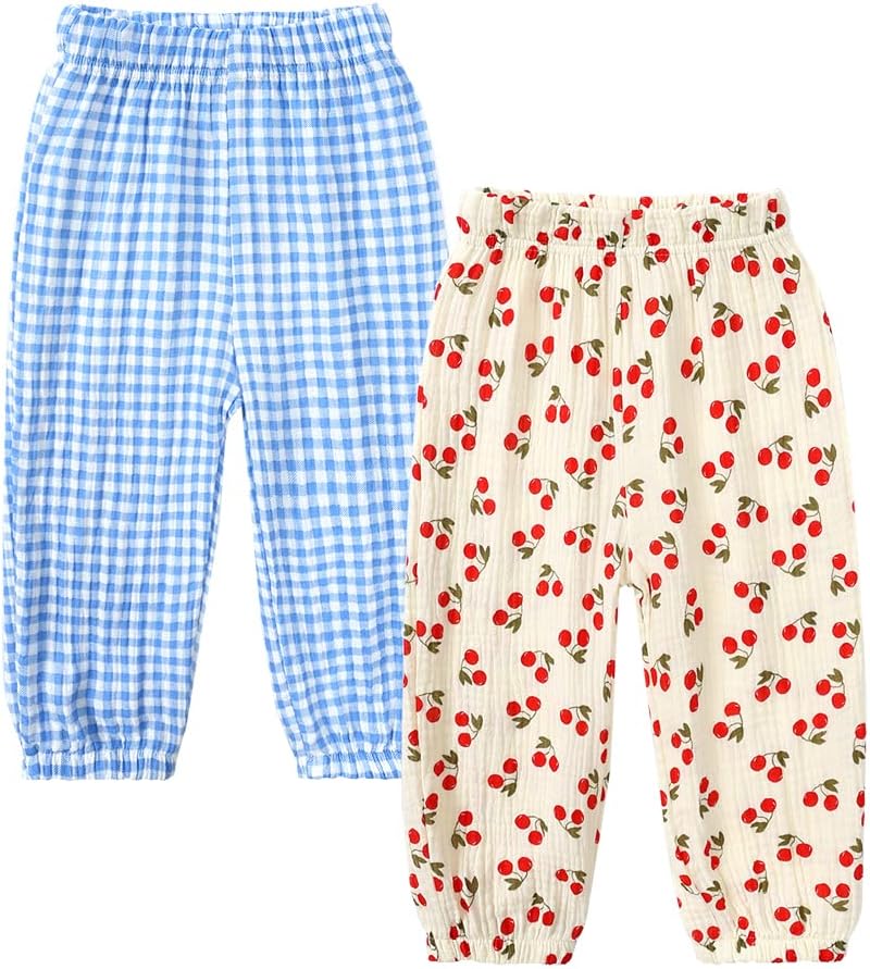 MYGBCPJS Baby Boys Girls Cotton Linen Trousers Kids Casual Ankle Pants Loose Long Bloomers