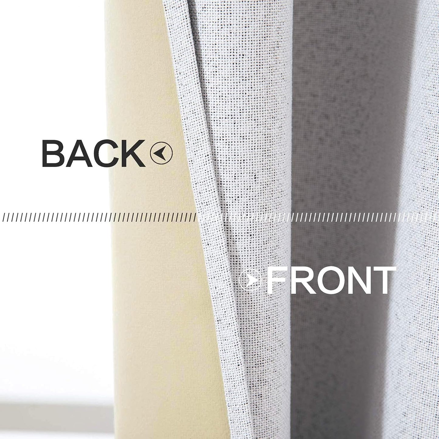 MIULEE Linen Texture 90 Inches Curtains for Bedroom 100% Blackout Thermal Insulated Grayish White Grommet Darkening Curtains for Living Room Nursery 52x90 Inch (2 Panels)