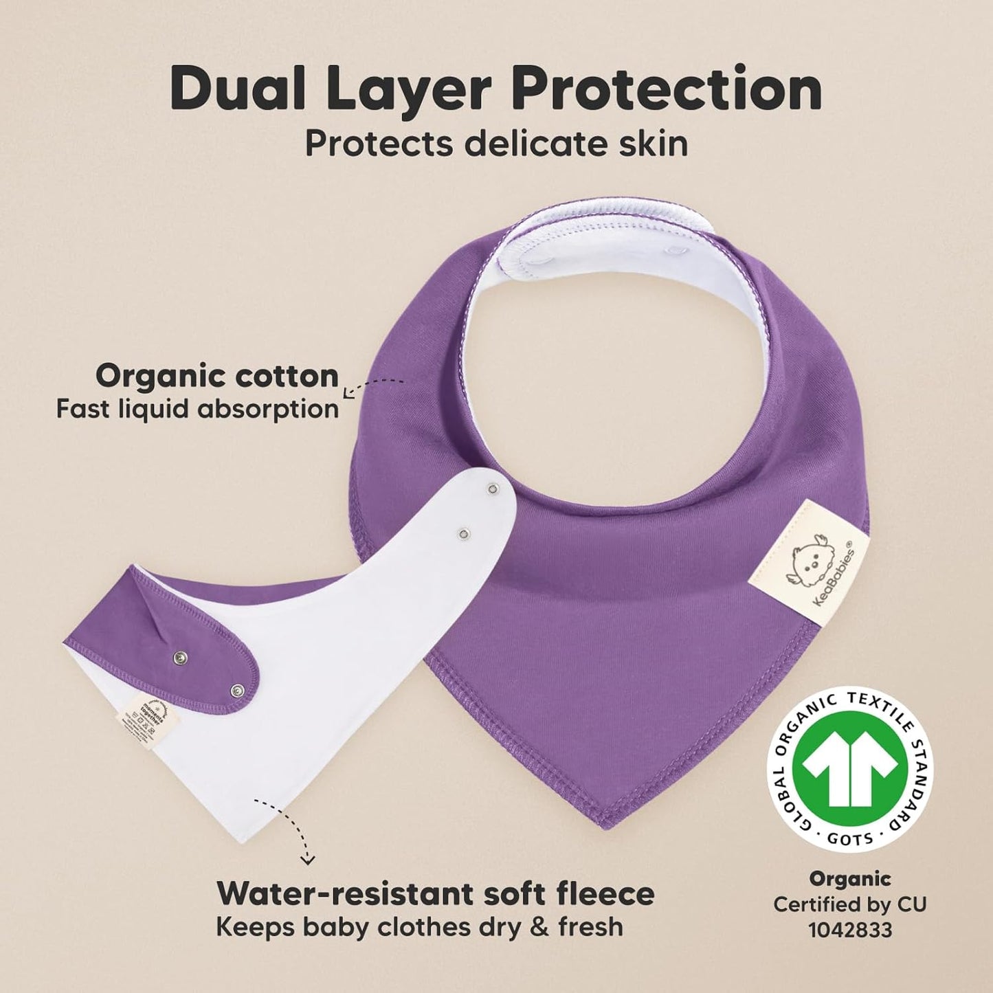 8-Pack Organic Baby Bandana Bibs for Girls - Super Absorbent Triangle Baby Bibs for Drooling and Teething Infant, 100% Cotton Extra Soft for Newborn, Infant 0-36 Months (Lilac)