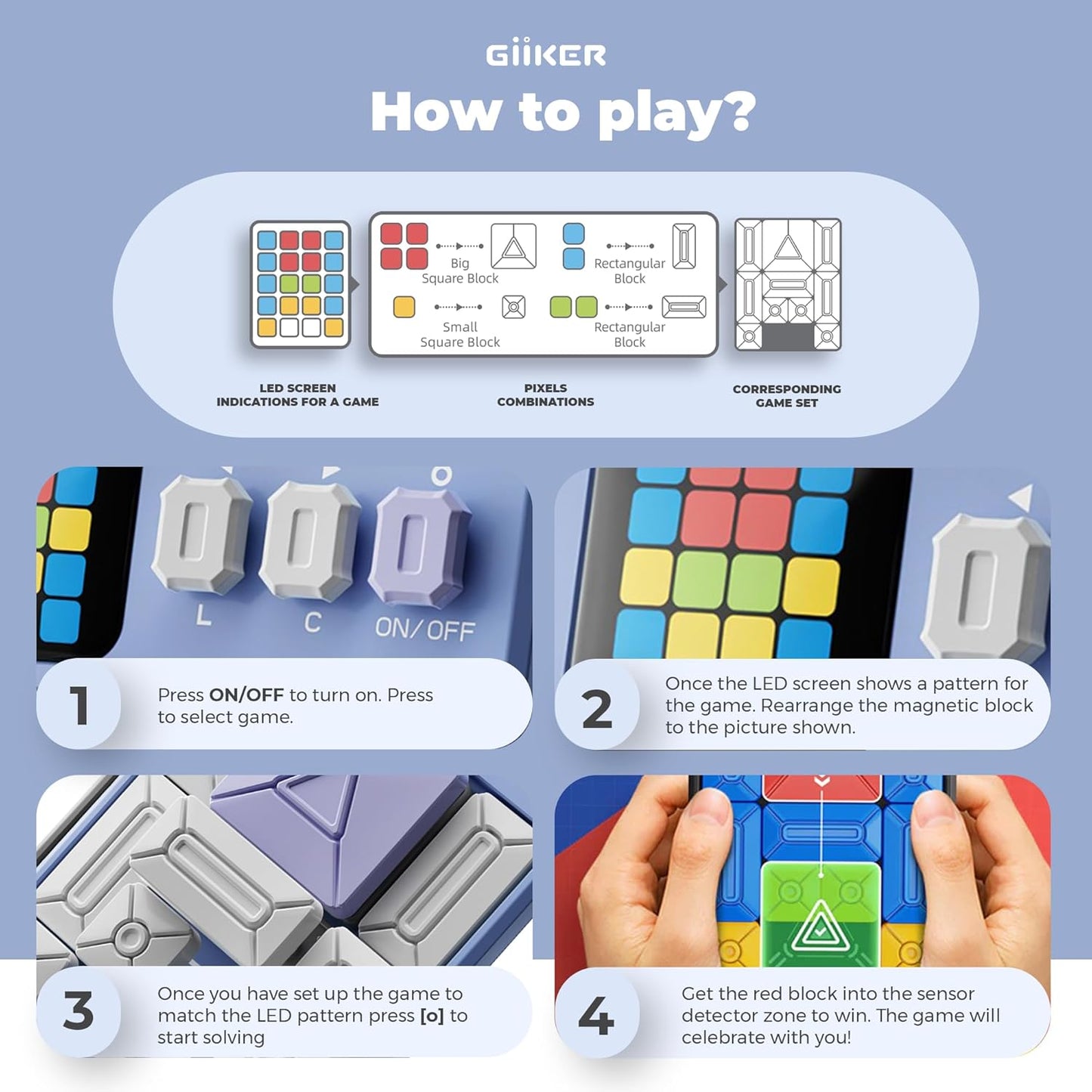 GiiKER Super Slide Puzzle Games, Original 500+ Challenges Brain Teaser Puzzle, Toys for Kids, Travel Games Birthday Gifts Easter Stocking Stuffers for Boys Girls, Activities for Road Trips - Lavender