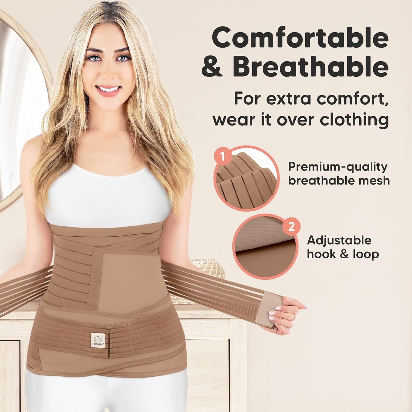 3 in 1 Postpartum Belly Support Recovery Wrap – Postpartum Belly Band, After Birth Brace, Slimming Girdles, Body Shaper Waist Shapewear, Post Surgery Pregnancy Belly Support Band (Warm Tan, XL)
