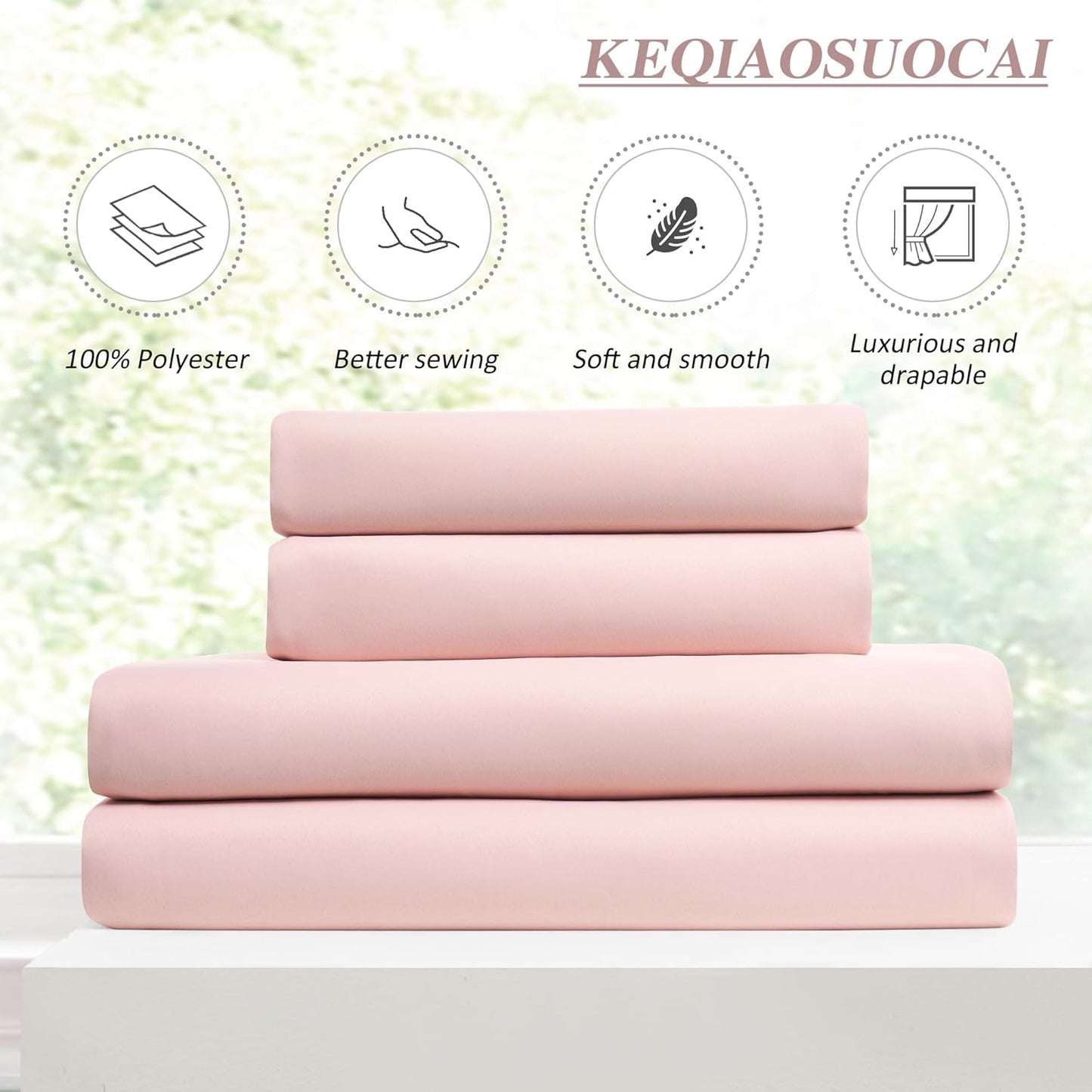 KEQIAOSUOCAI Pinch Pleated Curtains 120 Inches Long, Energy Saving Window Treatment Privacy Drapery for Living Room, Vertical Track System Elegant Hook Panels(Baby Pink, 2 Pieces, W40 x L120)