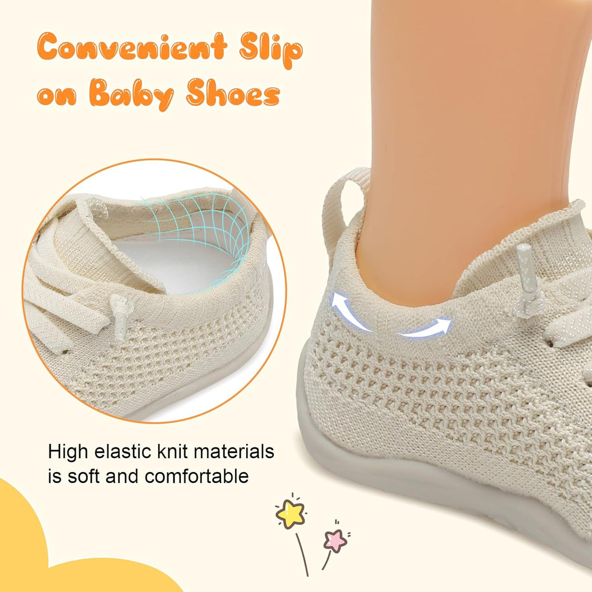 JIASUQI Baby Shoes for Toddler Boys Girls Sneakers Slip on Walking Shoes for Babies