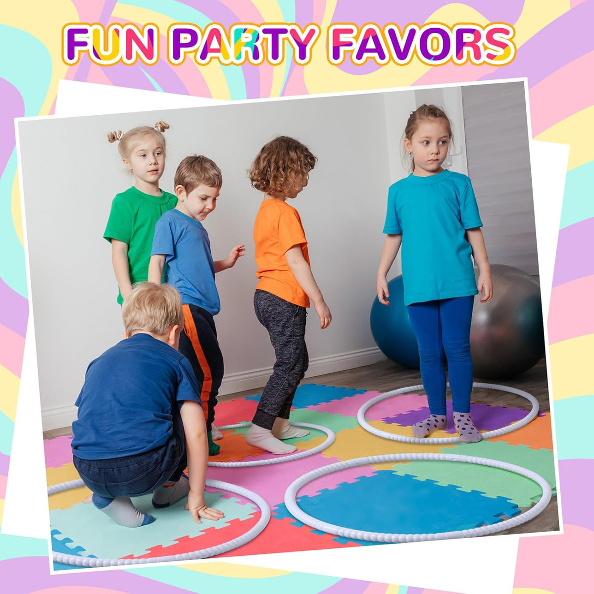 Shappy 6 Pcs Exercise Hoop Detachable Adjustable Plastic Toy Playground Toys Colored Hoop Circles for Teens Games Gymnastics Dog Agility Equipment Party Decor
