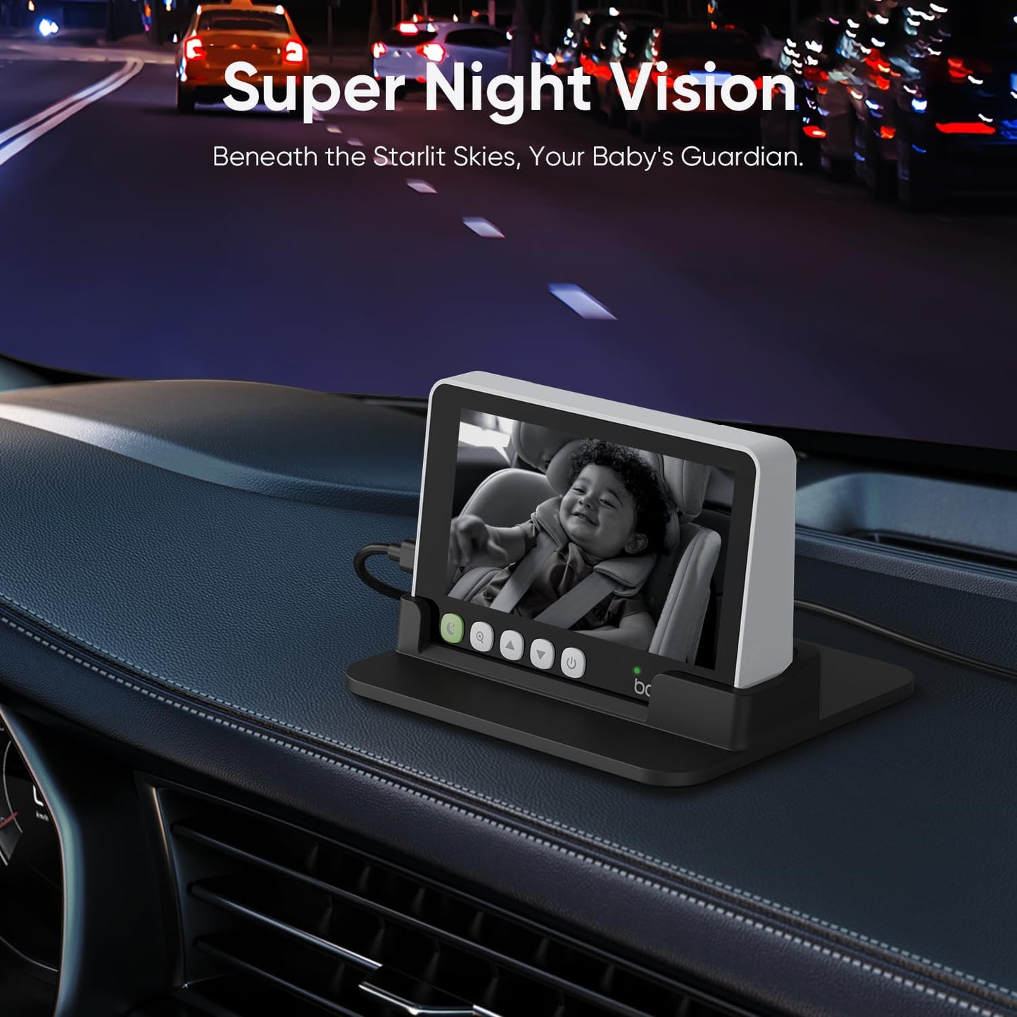 bonoch 5" 1440P Baby Car Camera - 360 Degree Rotating Wide View Backseat Rear Facing Mirror for Baby, USB Powered with Charger, Easy Setup Car Seat Monitor, Night Vision