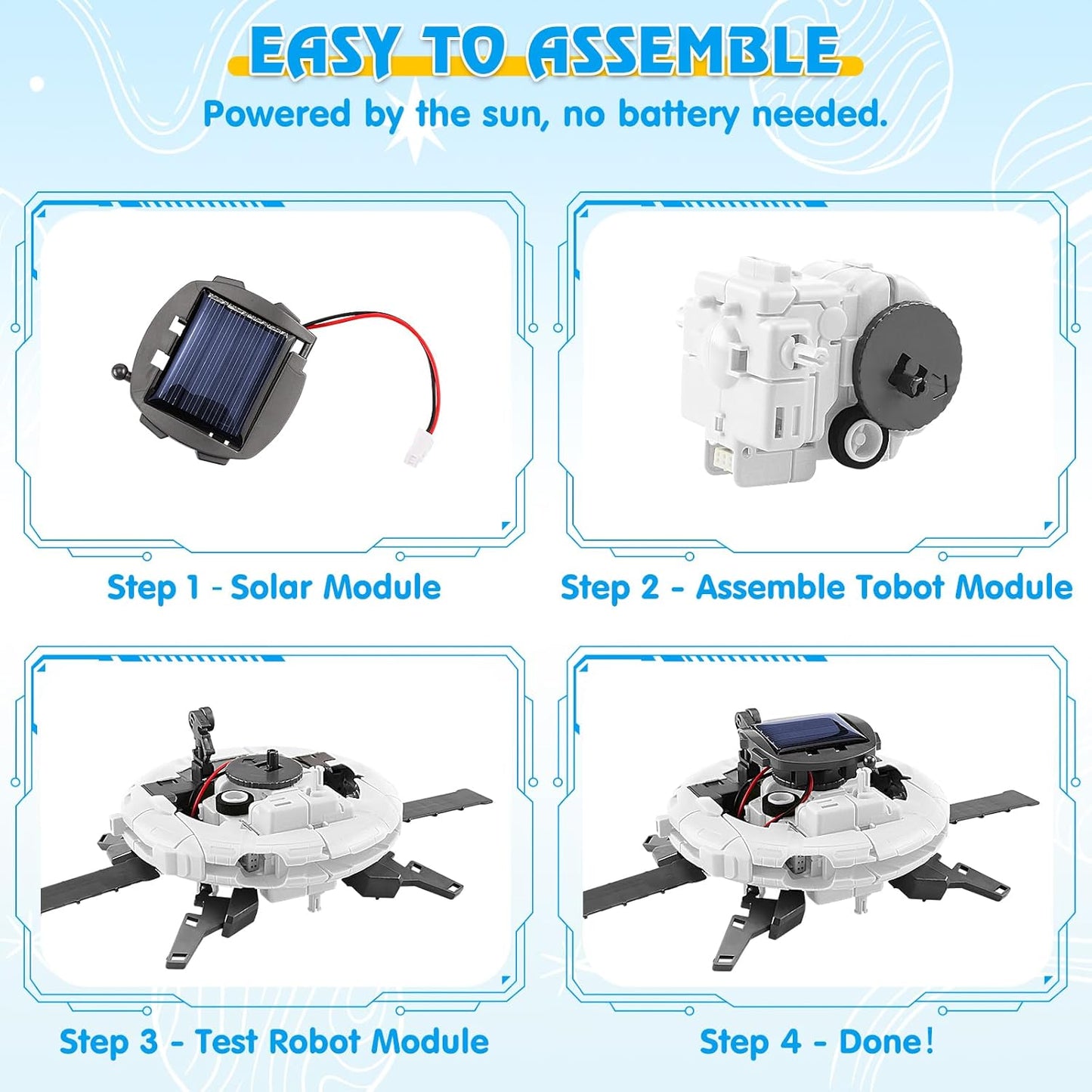 STEM Projects for Kids Ages 8-12 Solar Robot Kit 6-in-1 Space Toys for 10-Year-Old Boy Girl Gift Building Toys Science Kits Christmas Birthday Gifts for 8 9 10 11 12 Year Old, White