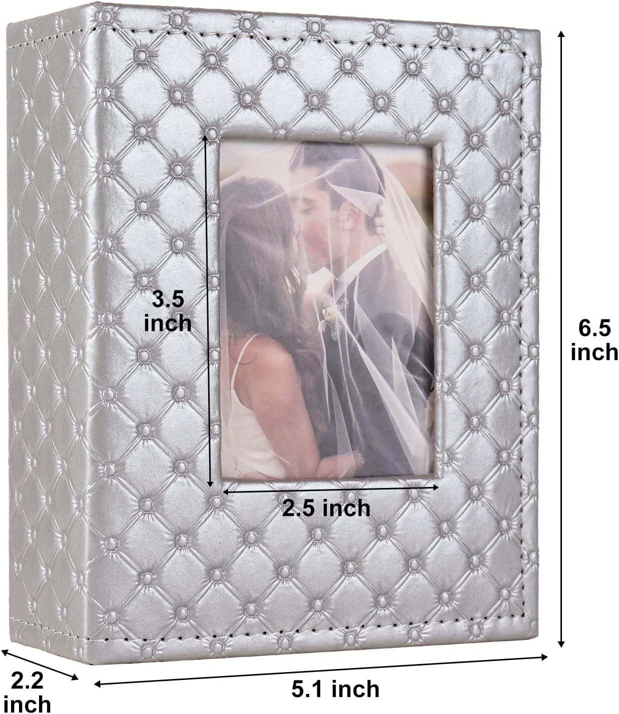 RECUTMS Photo Album 4x6 100 Pockets Photos, Button Grain PU Leather Photo Books Small Picture Album for Baby Family Wedding Christmas Photo Albums Holds 100 Vertical Photos （Grey）