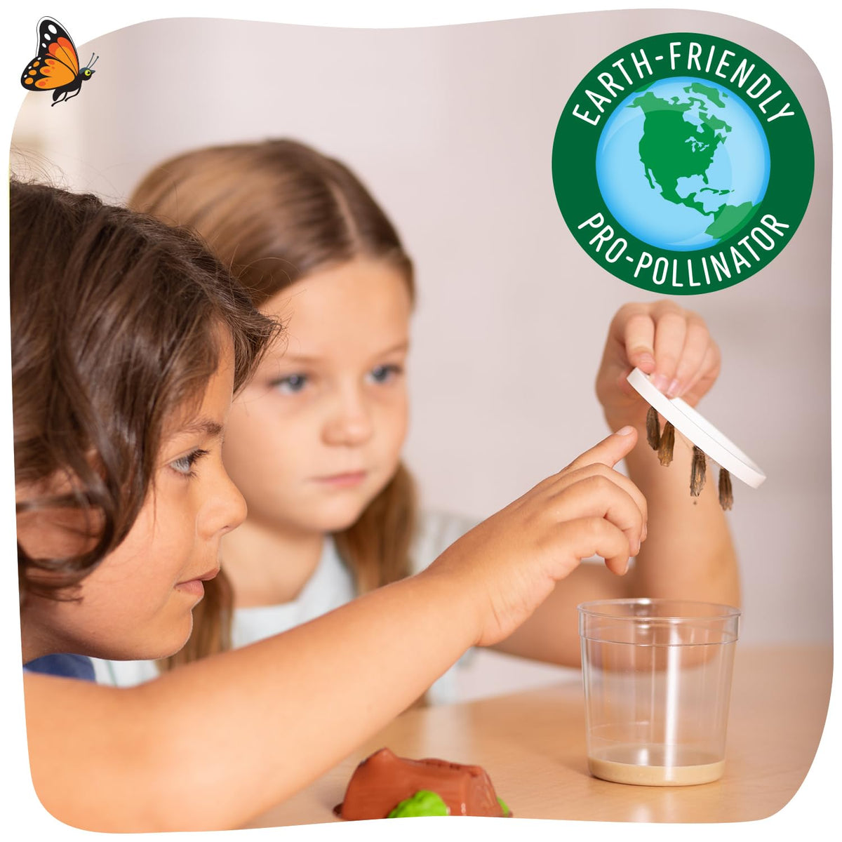 Insect Lore Cup of Caterpillars - 5 Live Painted Lady Caterpillars with Food - Refill for Butterfly Garden Kit - Stickers & Chrys-A-Lid Holding Log Included - STEM Learning Activity