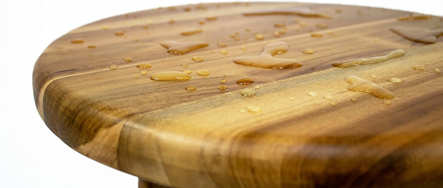 EcoDecors Shoji 17.5 Inch Round Table Waterproof Teak Wood Shower Bench Stool Seat Chair for Inside Shower Provides Safety, Storage, and Organization for Bathroom Accessories