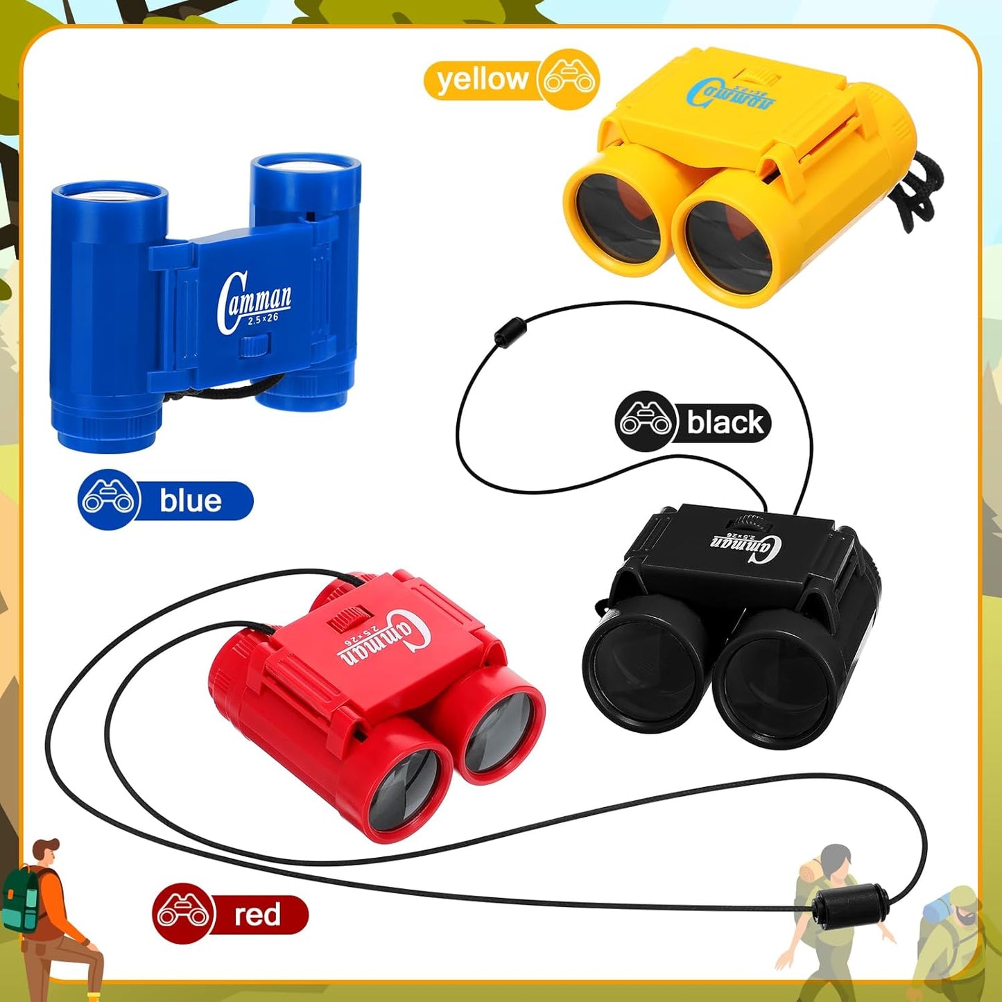 Libima 24 Pcs Toy Binoculars for Kids with Neck String, 3.74x2.56'' Novelty Binoculars Bulk for Age 3-12 Years Bird Watching, Camping Party Favor for Safari, Jungle, Explorer, Themed Birthday Party