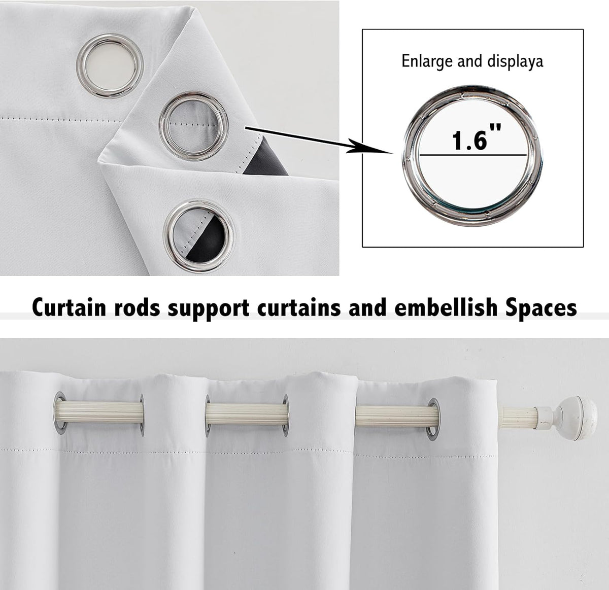 Anytime 100% Blackout Curtain Set, Thermal Insulated & Energy Efficiency Window Draperies for Guest Room, Full Shading Panels for Shift Worker and Light Sleepers（Greyish White, 2 Panels, 42W x 84L）