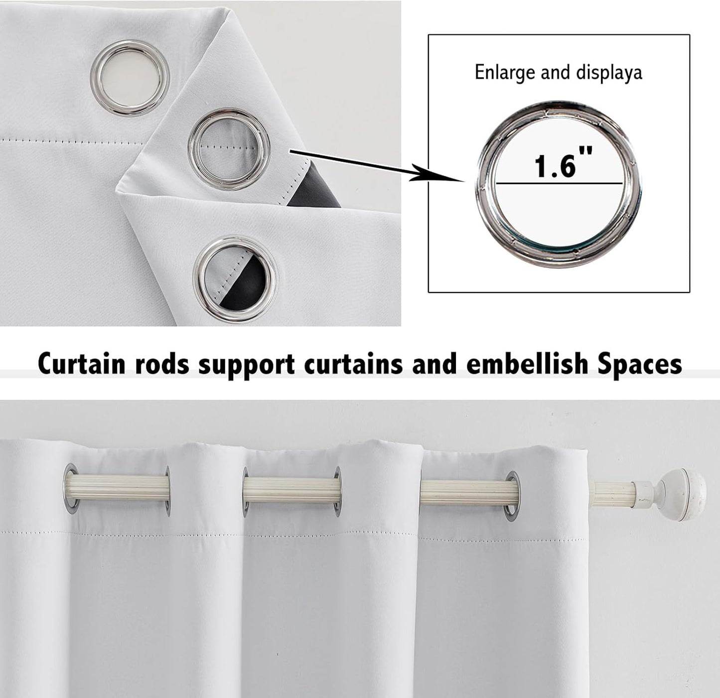 Anytime 100% Blackout Curtain Set, Thermal Insulated & Energy Efficiency Window Draperies for Guest Room, Full Shading Panels for Shift Worker and Light Sleepers（Greyish White, 2 Panels, 42W x 45L）