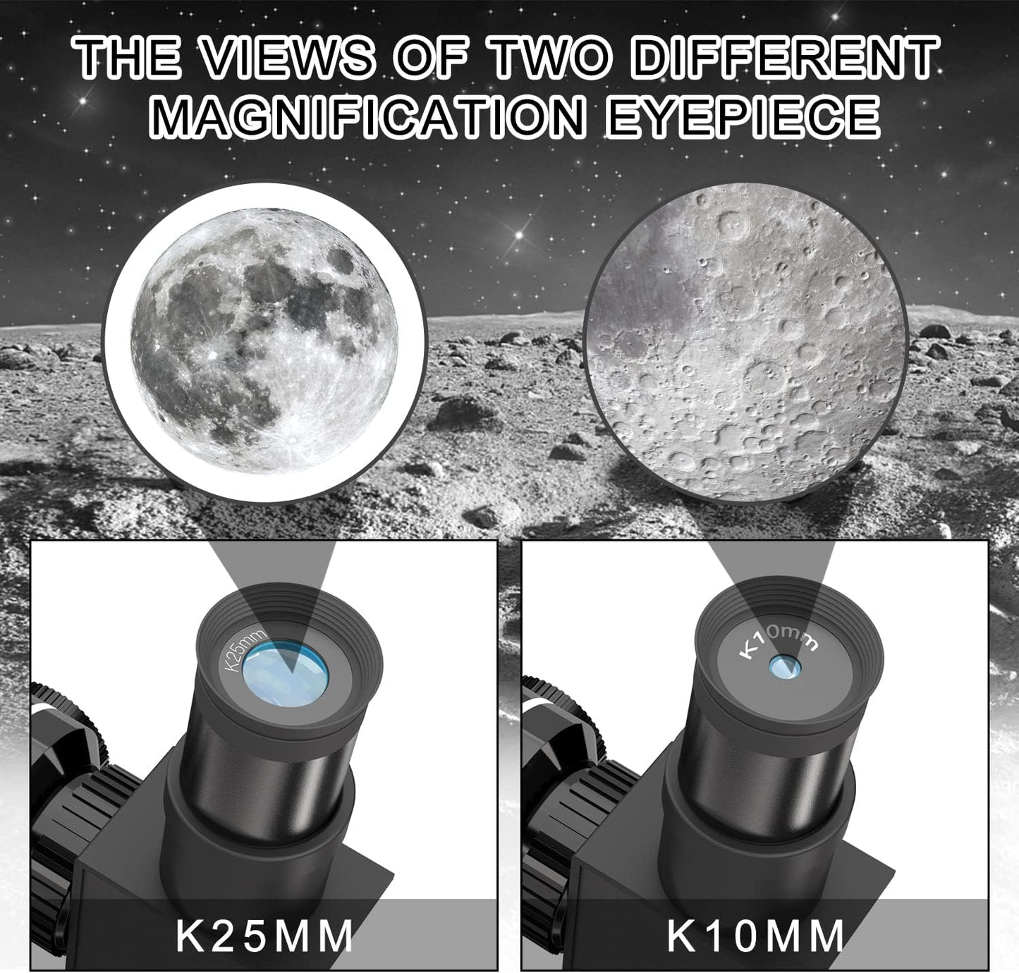 Telescope for Kids & Adults Beginners, 70mm Astronomy Refractor Telescope with Adjustable Tripod, Portable Telescope for Moon & Planet Viewing, Includes 2 Eyepieces & Finder Scope
