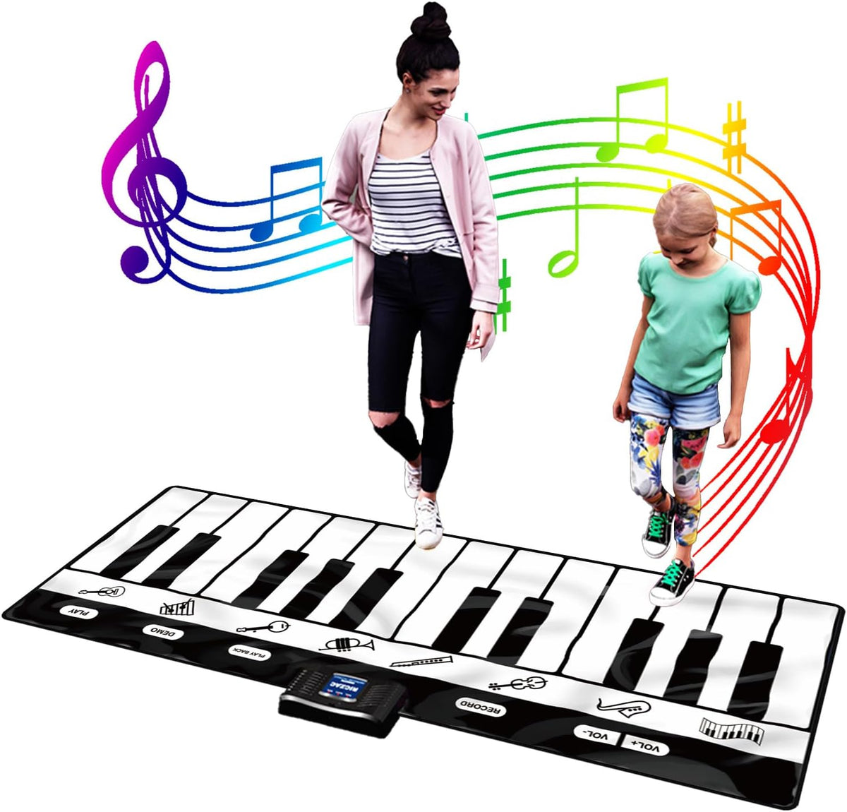 SUNLIN 6ft. Piano Mat, Floor Keyboard Playmat: 24 Keys, 10 Demos, 8 Instrument Sounds, Record & Playback, Giant Interactive Musical Toys Gifts for Boys & Girls Age 3 4 5 6 7 8 9 Years Old