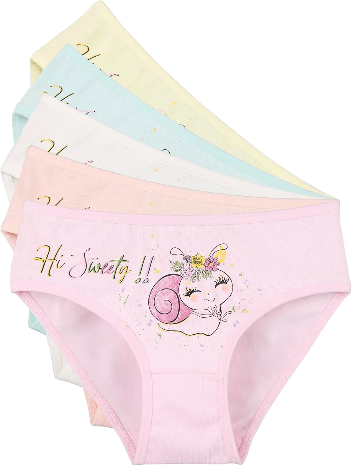 Donella Girls' Soft Cotton Underwear - Kids Bikini Brief Panties for Girls and Toddlers 5-Pack, Age: 2-15